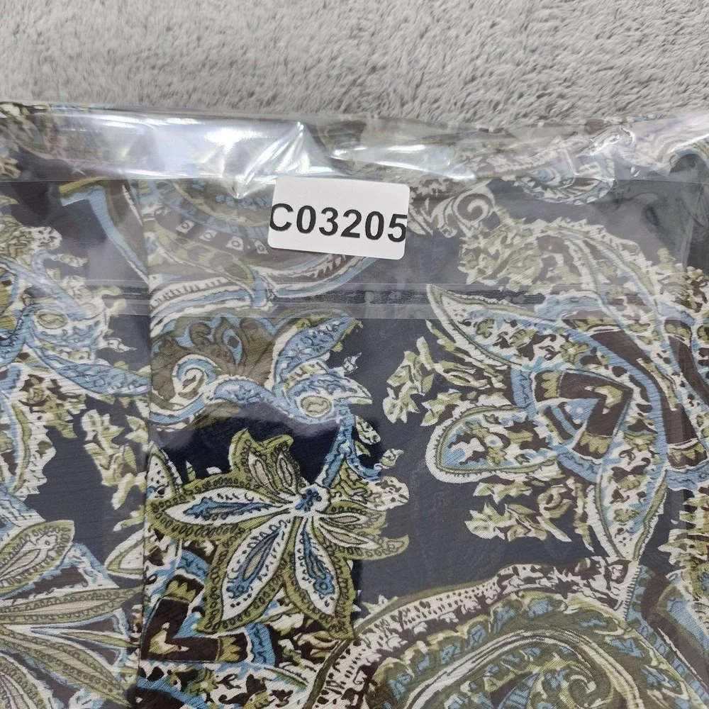 Vintage CJ Banks Skirt Womens X (14W) Blue Paisley Floral Ruffle Hem Chiffon